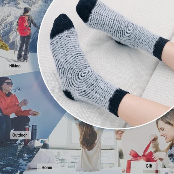 🆕 Women Brown Winter Warm Thick Thermal Ladies Novelty Cozy Crew Socks 6 Pairs - Picture 5 of 5